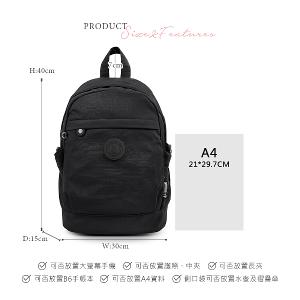 B.S.D.S冰山袋鼠 - 樂活遊記 - 格紋簡約風附插袋後背包 - 黑色【D-1203K】