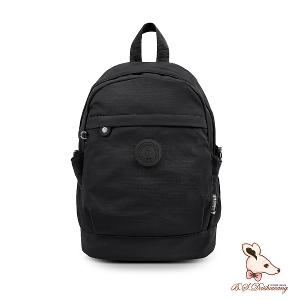 B.S.D.S冰山袋鼠 - 樂活遊記 - 格紋簡約風附插袋後背包 - 黑色【D-1203K】