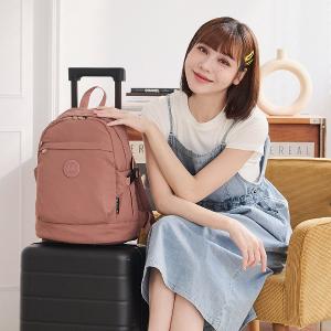B.S.D.S冰山袋鼠 - 樂活遊記 - 格紋簡約風附插袋後背包 - 香檳粉【D-1203CP】
