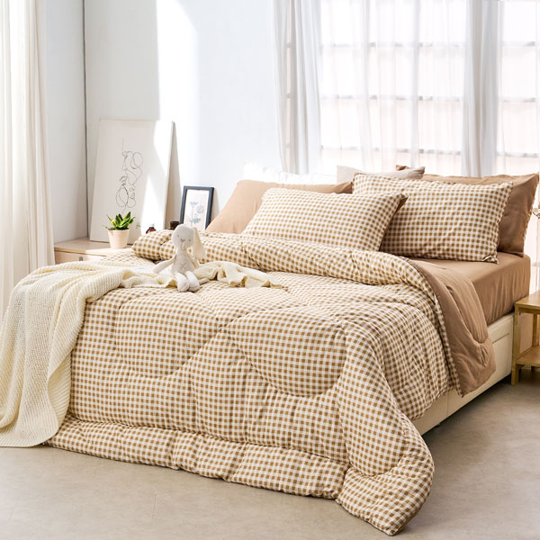 【DUYAN 竹漾】舒柔棉 雙人加大床包羽絲絨被組 /  焦糖奶茶