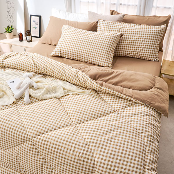 【DUYAN 竹漾】舒柔棉 雙人加大床包羽絲絨被組 /  焦糖奶茶