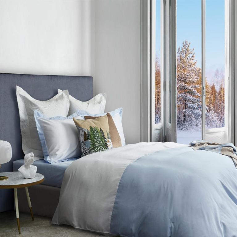 線上特賣｜【寬庭】義大利經典寢飾四件式｜ 派翠克 白+晶采藍