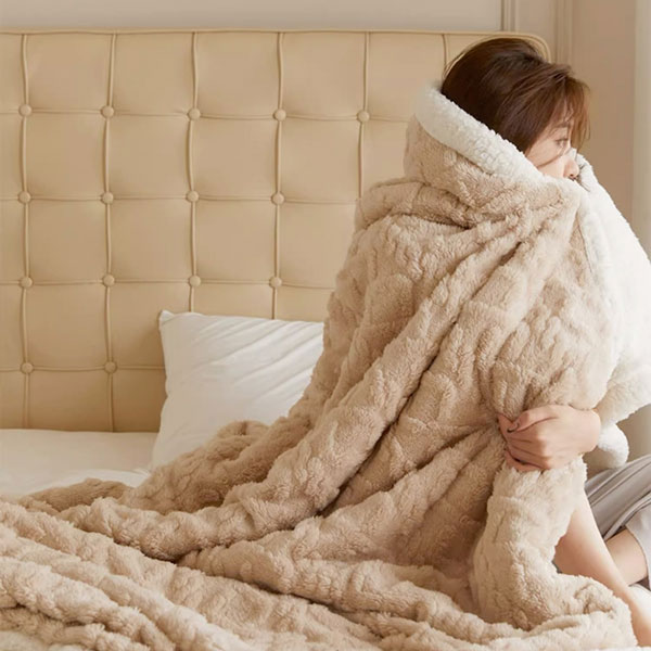 【DUYAN 竹漾】韓系麻花牛奶絨 雙層加厚被毯 / 霧灰奶茶