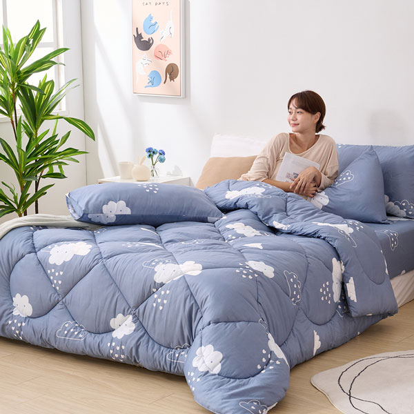 【DUYAN 竹漾】舒柔棉 雙人加大床包羽絲絨被組 /  雲朵童話 台灣製