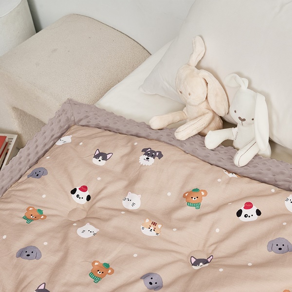 【DUYAN 竹漾】Heat Fi 兒童 精梳棉豆豆安撫被 冬被/ 120x150cm /  奶茶樂園