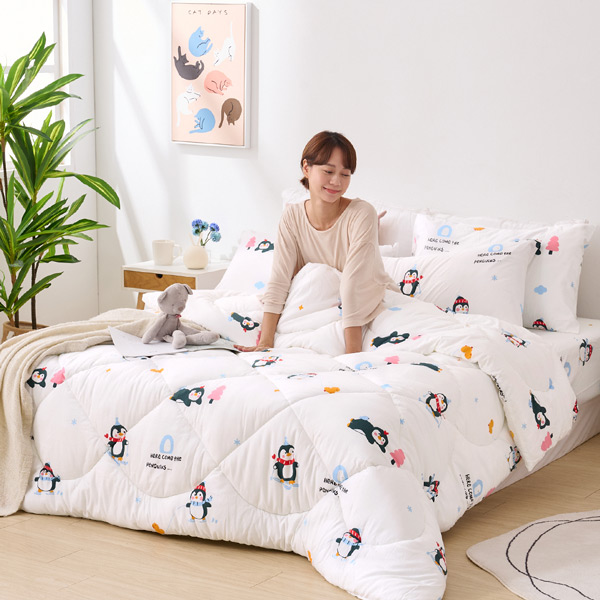 【DUYAN 竹漾】舒柔棉 雙人加大床包羽絲絨被組 /  企鵝日常 台灣製