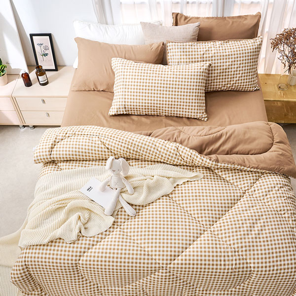 【DUYAN 竹漾】舒柔棉 雙人加大床包羽絲絨被組 /  焦糖奶茶