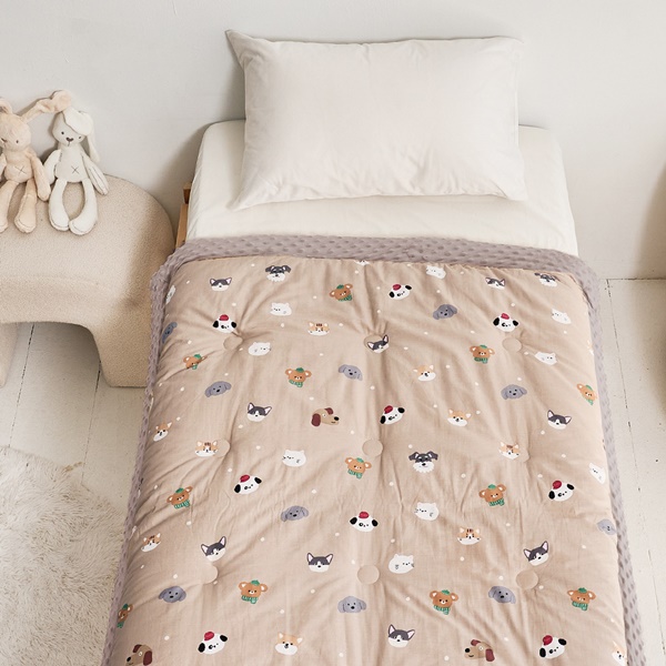 【DUYAN 竹漾】Heat Fi 兒童 精梳棉豆豆安撫被 冬被/ 120x150cm /  奶茶樂園