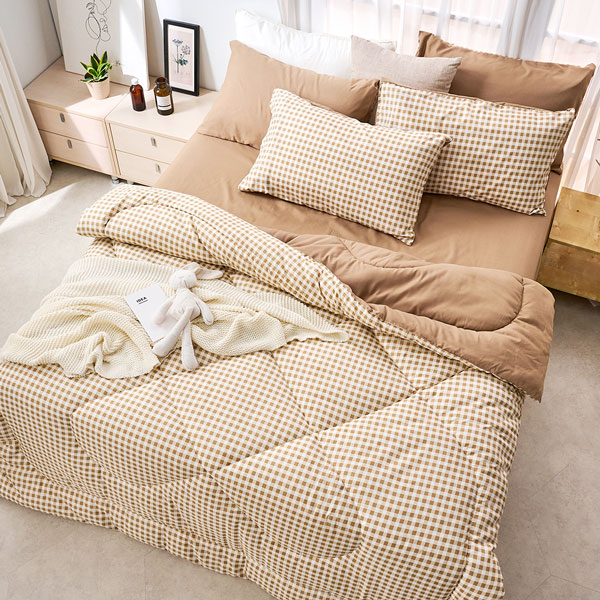 【DUYAN 竹漾】舒柔棉 雙人床包羽絲絨被組 /  焦糖奶茶