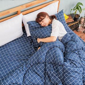 【DUYAN 竹漾】舒柔棉 雙人加大床包羽絲絨被組 /  格陵藍