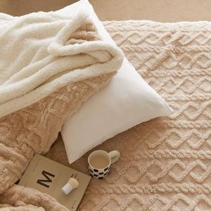 【DUYAN 竹漾】韓系麻花牛奶絨 雙層加厚被毯 / 霧灰奶茶