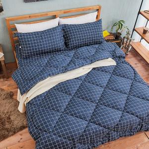 【DUYAN 竹漾】舒柔棉 雙人加大床包羽絲絨被組 /  格陵藍