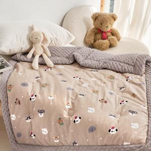 【DUYAN 竹漾】Heat Fi 兒童 精梳棉豆豆安撫被 冬被/ 120x150cm / 奶茶樂園
