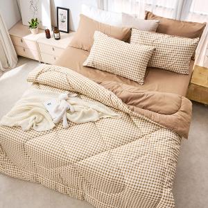 【DUYAN 竹漾】舒柔棉 雙人床包羽絲絨被組 /  焦糖奶茶