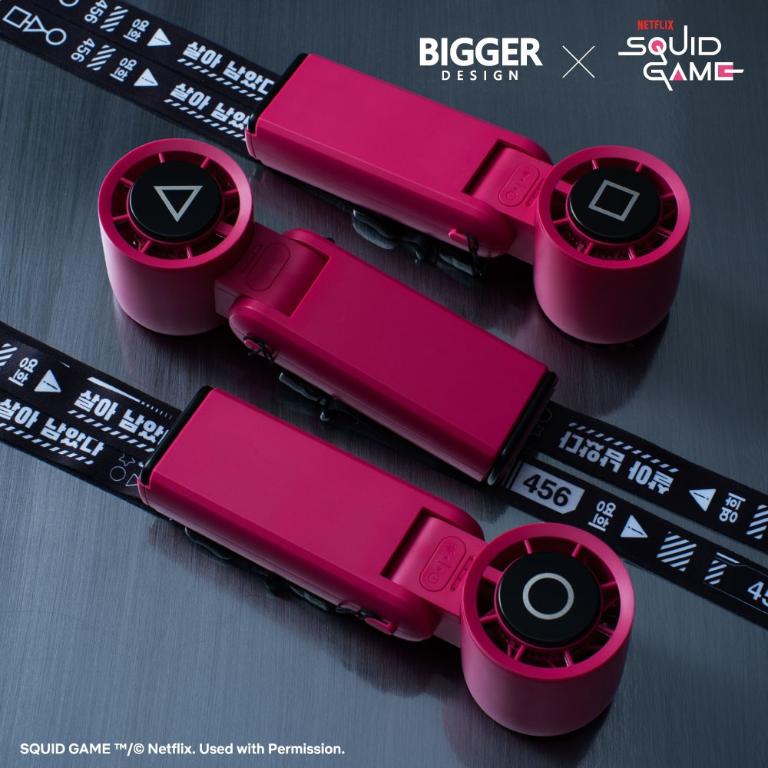 BIGGER 魷魚遊戲 COCOLD冰感摺疊製冷風扇 附掛繩 附吊飾盲袋