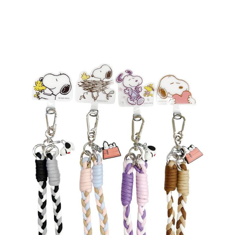 SNOOPY 史努比 三色交叉編織手機夾片掛繩組