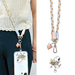 SNOOPY 史努比 三色交叉編織手機夾片掛繩組