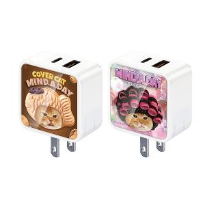【正版授權】Mind.A.Day貓咪 夾心玻璃PD 40W充電器 1C1A