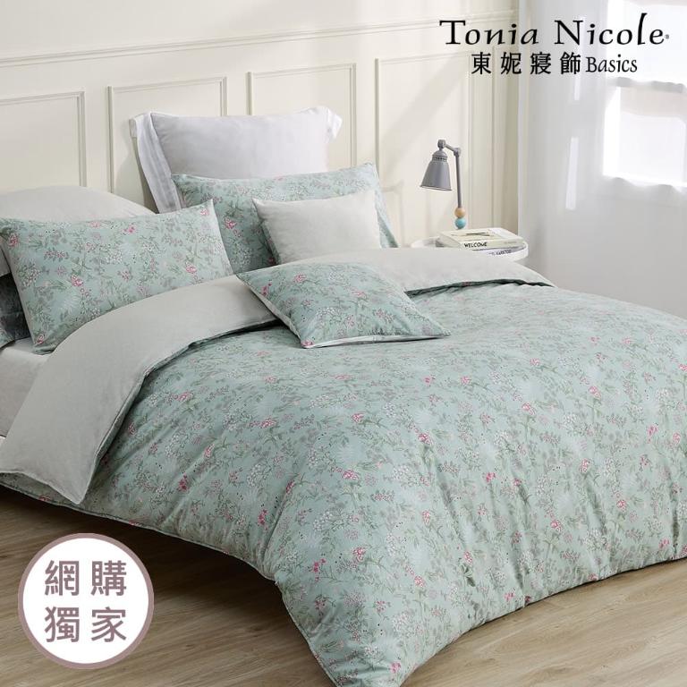 【Tonia Nicole 東妮寢飾】浮碧花庭100%精梳棉兩用被床包組(加大)