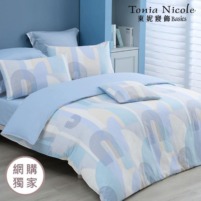 【Tonia Nicole 東妮寢飾】藍域漫遊100%精梳棉兩用被床包組(加大)