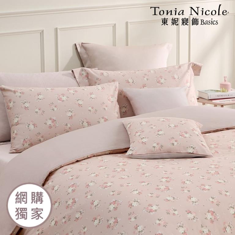 【Tonia Nicole 東妮寢飾】晨曦玫瑰100%精梳棉兩用被床包組(雙人)