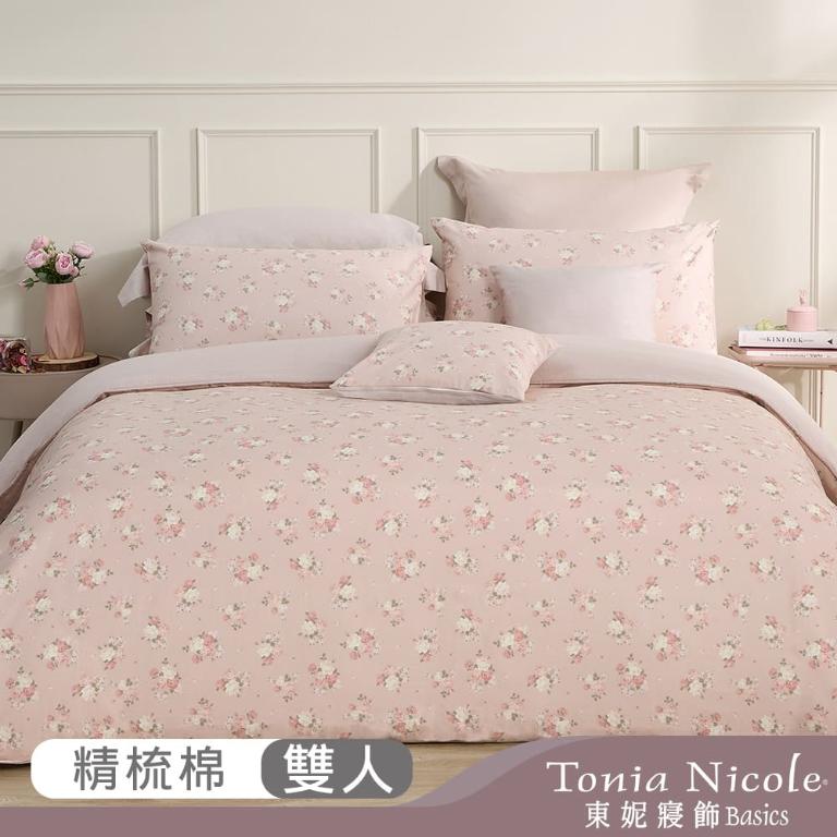 【Tonia Nicole 東妮寢飾】晨曦玫瑰100%精梳棉兩用被床包組(雙人)