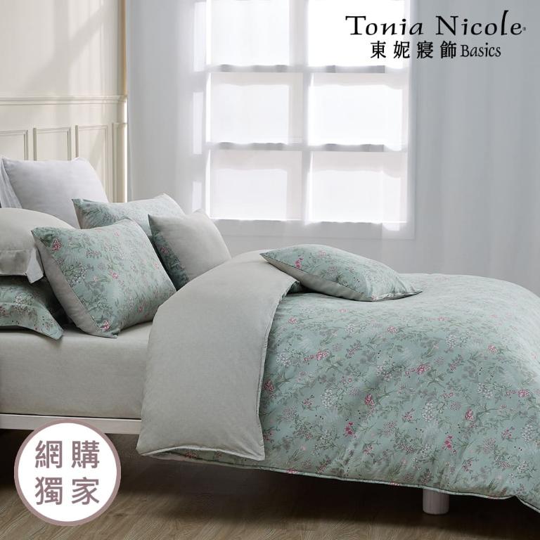 【Tonia Nicole 東妮寢飾】浮碧花庭100%精梳棉兩用被床包組(加大)