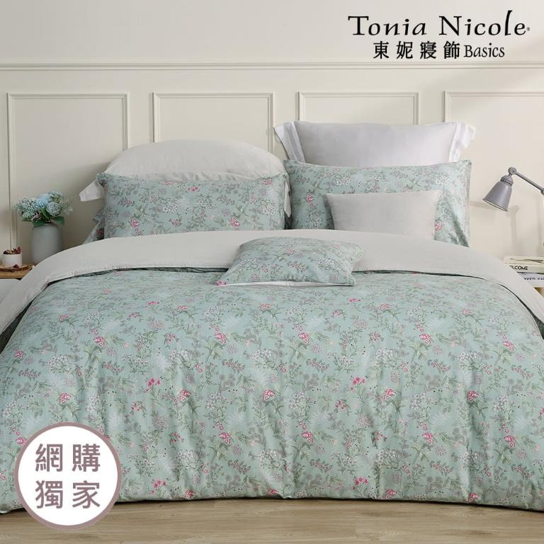 【Tonia Nicole 東妮寢飾】浮碧花庭100%精梳棉兩用被床包組(加大)