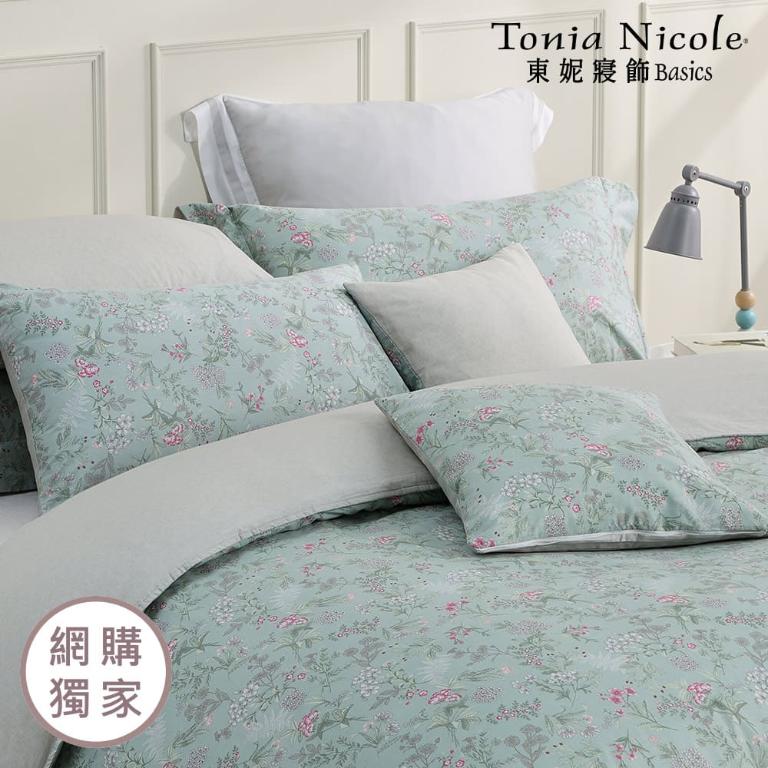 【Tonia Nicole 東妮寢飾】浮碧花庭100%精梳棉兩用被床包組(加大)