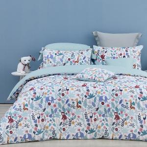 【Tonia Nicole 東妮寢飾Jr】叢林嬉遊記100%精梳棉兩用被床包組(雙人)