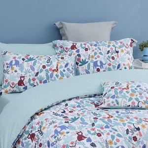 【Tonia Nicole 東妮寢飾Jr】叢林嬉遊記100%精梳棉兩用被床包組(雙人)