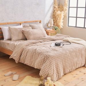 【DUYAN 竹漾】法蘭絨雙人加大四件式床包兩用毯被組 / 濃縮卡布