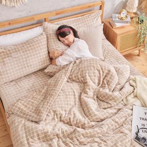 【DUYAN 竹漾】法蘭絨雙人加大四件式床包兩用毯被組 / 濃縮卡布