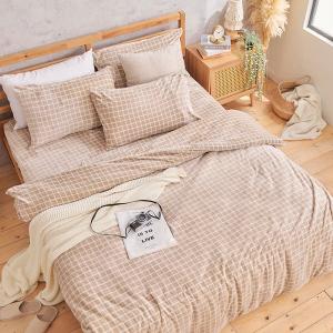【DUYAN 竹漾】法蘭絨雙人加大四件式床包兩用毯被組 / 濃縮卡布