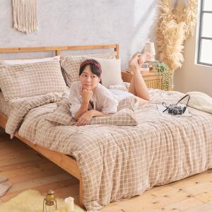 【DUYAN 竹漾】法蘭絨雙人加大四件式床包兩用毯被組 / 濃縮卡布