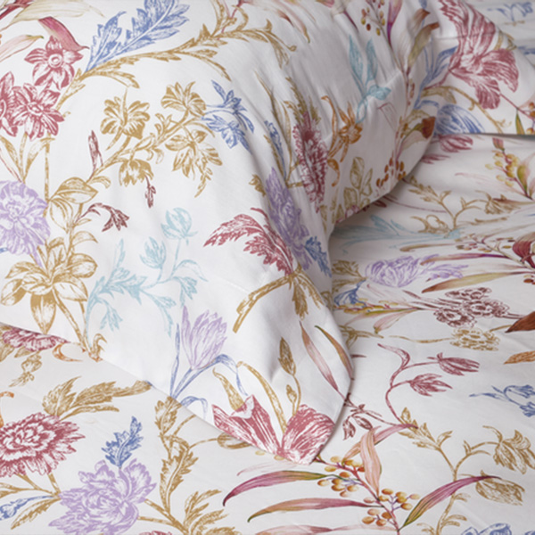 【寬庭】葡萄牙長纖棉寢飾四件式｜花漾植蘊 加大