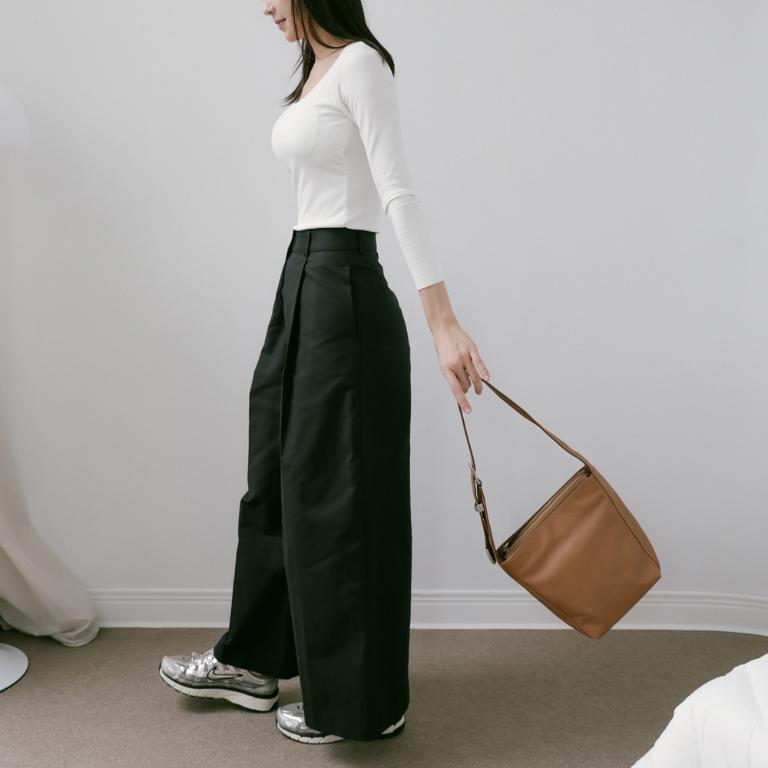 Supportingrole簡約百搭輕量兩用真皮手提肩背腋下托特包 焦糖奶茶