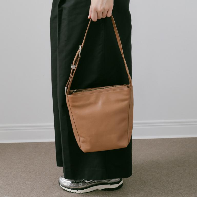 Supportingrole簡約百搭輕量兩用真皮手提肩背腋下托特包 焦糖奶茶