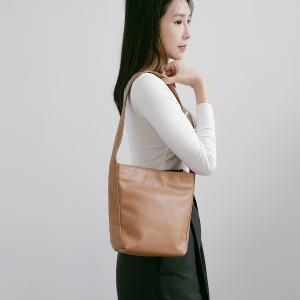 Supportingrole簡約百搭輕量兩用真皮手提肩背腋下托特包 焦糖奶茶