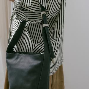 Supportingrole簡約百搭輕量兩用真皮手提肩背腋下托特包 藍