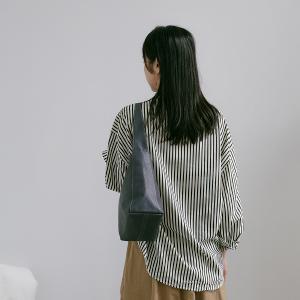 Supportingrole簡約百搭輕量兩用真皮手提肩背腋下托特包 藍