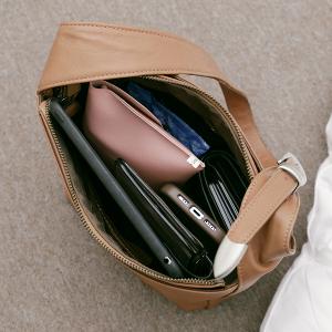 Supportingrole簡約百搭輕量兩用真皮手提肩背腋下托特包 焦糖奶茶