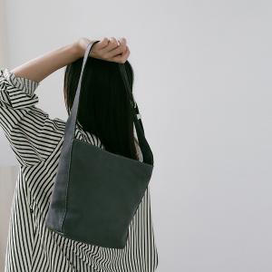 Supportingrole簡約百搭輕量兩用真皮手提肩背腋下托特包 藍