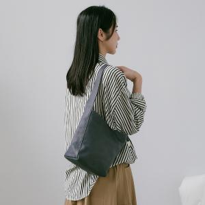 Supportingrole簡約百搭輕量兩用真皮手提肩背腋下托特包 藍