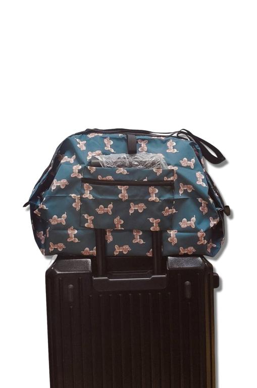 POPCORNGREEN摺疊旅行隨身袋(L)藝術家聯名款_氣球狗_墨綠