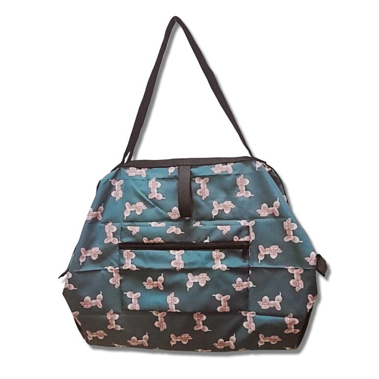 POPCORNGREEN摺疊旅行隨身袋(L)藝術家聯名款_氣球狗_墨綠