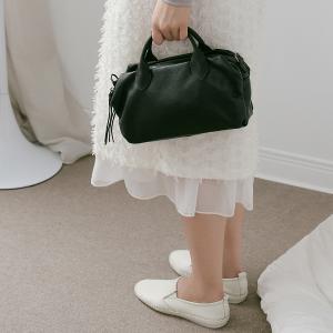 Supportingrole簡約線條百搭輕量真皮手提肩斜背旅行波士頓 黑