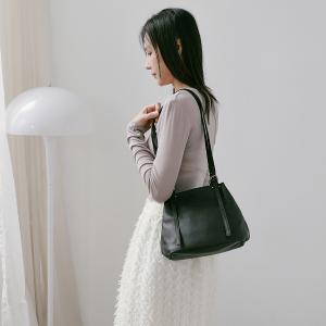 Supportingrole簡約廓形百搭輕量兩用真皮手提肩背腋下托特包 黑