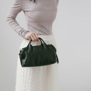 Supportingrole簡約線條百搭輕量真皮手提肩斜背旅行波士頓 黑