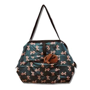 POPCORNGREEN摺疊旅行隨身袋(L)藝術家聯名款_氣球狗_墨綠